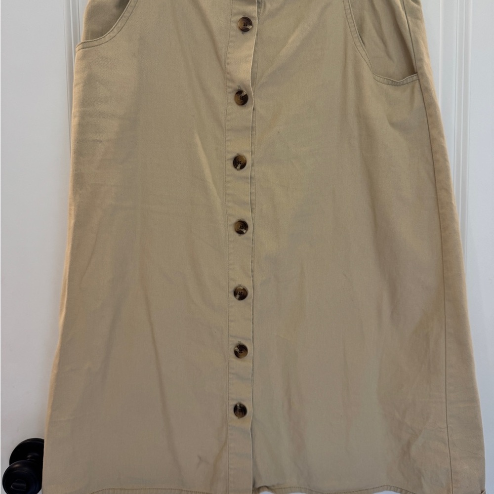 Jennifer Lauren vtg cotton Beige Button-Down large Women's Skirt